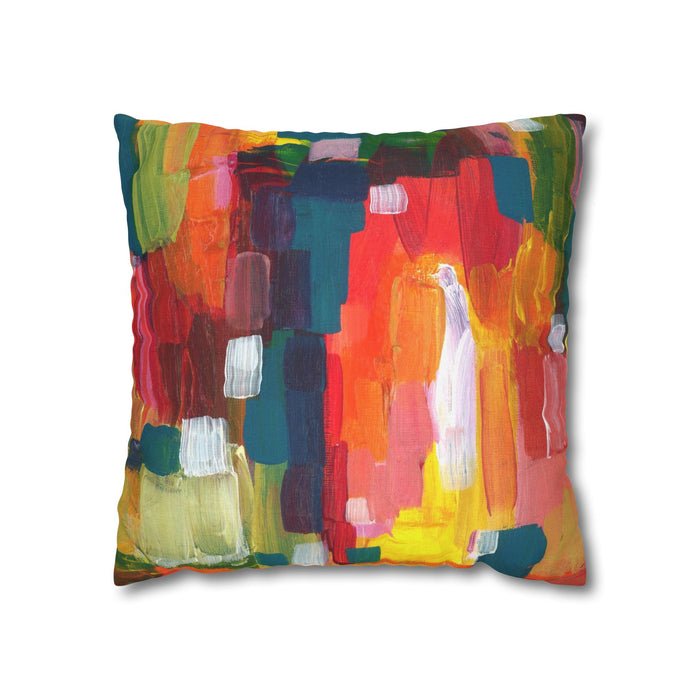 "Over The Rainbow"-Abstract Color Block Pillowcase — Vibrant Modern Decorative Throw Pillow Cover