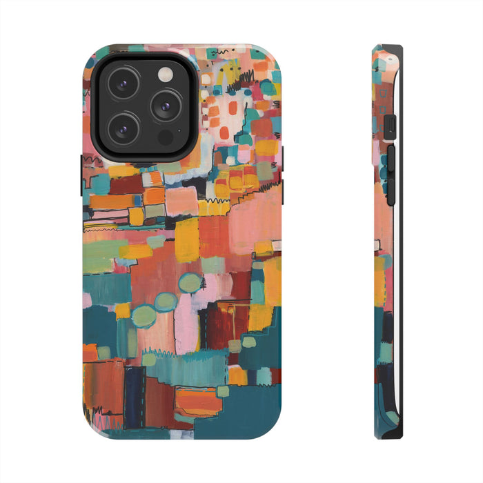 Abstract Color Block Tough Phone Case — Vibrant Geometric Art iPhone Cover