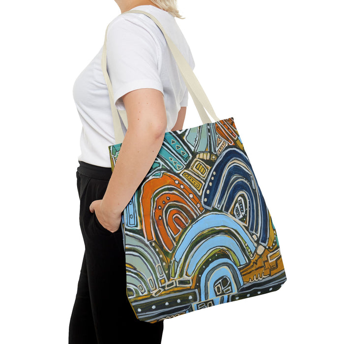 "Tsunami Mid Mod" Tote Bag|  Abstract Colorful Arches Tote Bag | Geometric Pattern, Boho Art Print