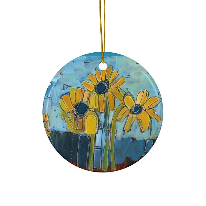 Leah's Sunflowers Ceramic Ornament