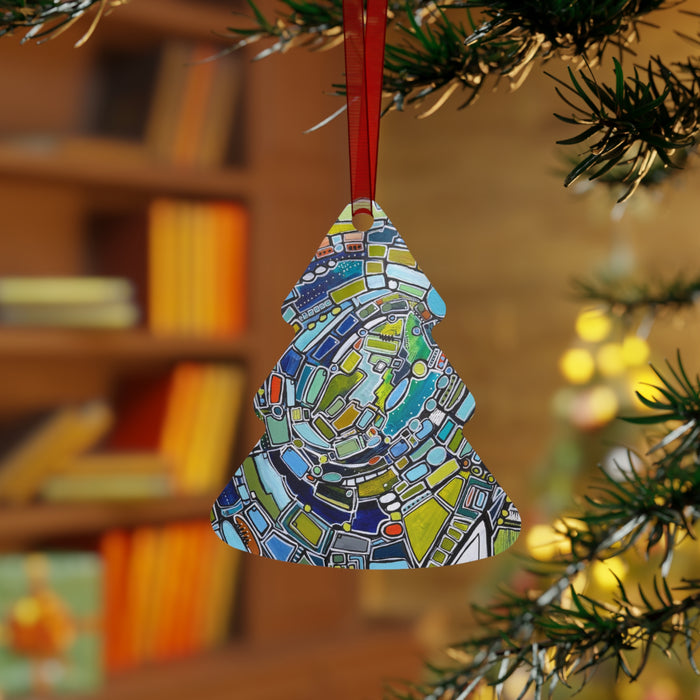 "Green Vortex" Metal Ornament