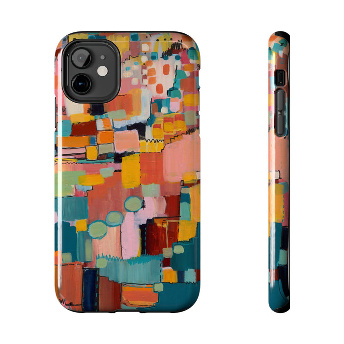 Abstract Color Block Tough Phone Case — Vibrant Geometric Art iPhone Cover