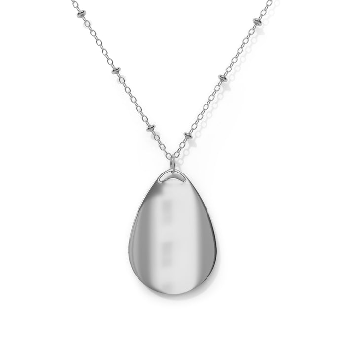 Oval Necklace - "Daisy Power" Teardrop Pendant on Silver Chain