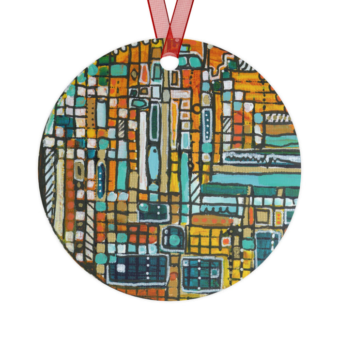 NYC Traffic Metal Ornament (Double Sided)