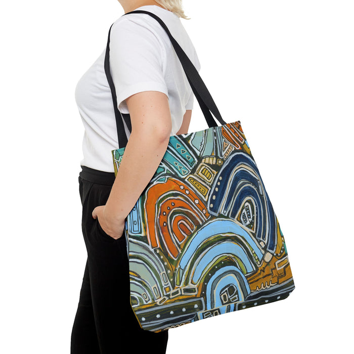 "Tsunami Mid Mod" Tote Bag|  Abstract Colorful Arches Tote Bag | Geometric Pattern, Boho Art Print