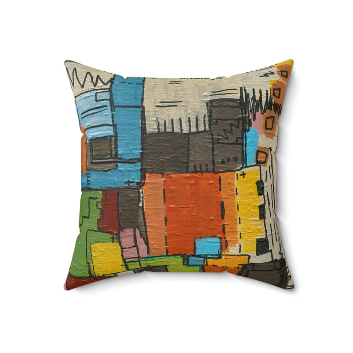 “City Blue Print” Square Pillow