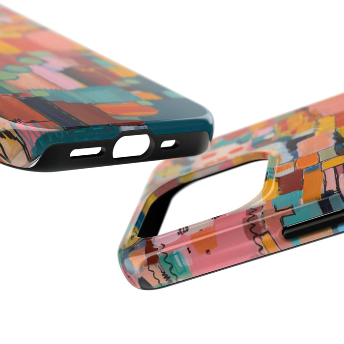 Abstract Color Block Tough Phone Case — Vibrant Geometric Art iPhone Cover