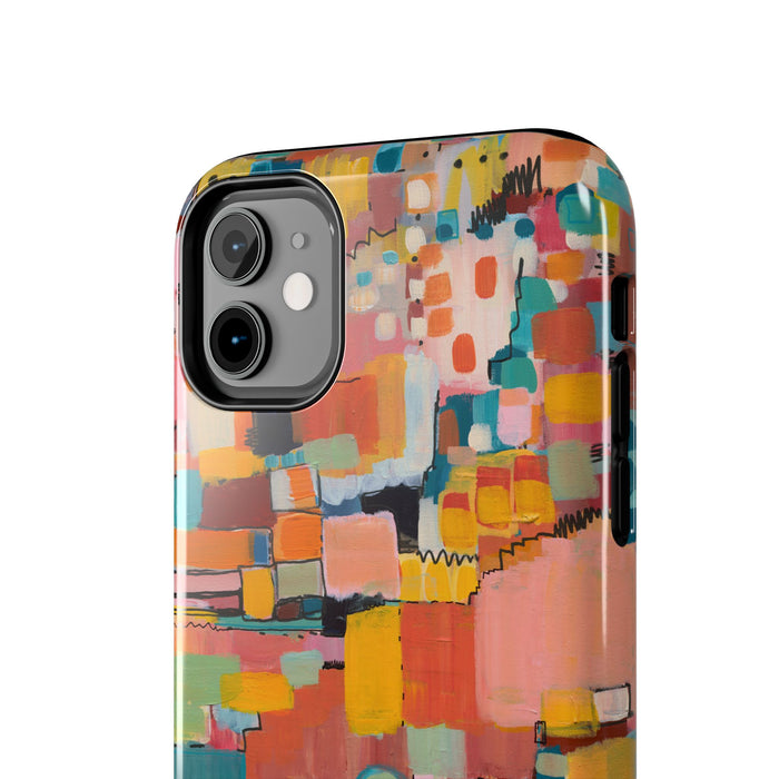Abstract Color Block Tough Phone Case — Vibrant Geometric Art iPhone Cover