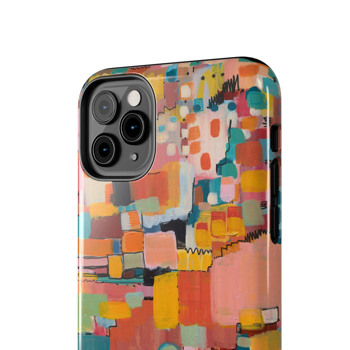 Abstract Color Block Tough Phone Case — Vibrant Geometric Art iPhone Cover