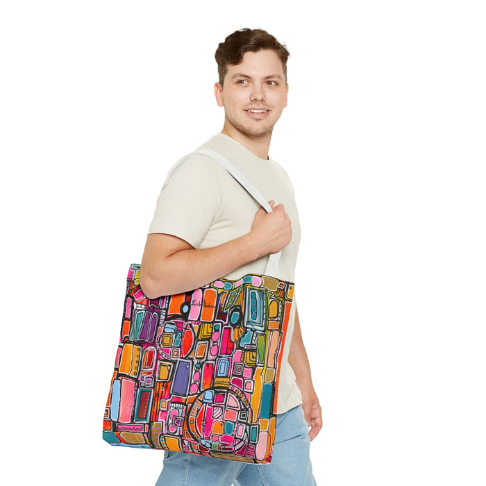 Pink Pony Club Colorful Abstract Tote Bag, Art-Inspired Shopping Bag, Eco-Friendly Carry All, Gift for Art Lovers, Beach Bag, Everyday Use