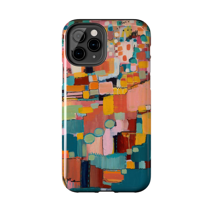 Abstract Color Block Tough Phone Case — Vibrant Geometric Art iPhone Cover