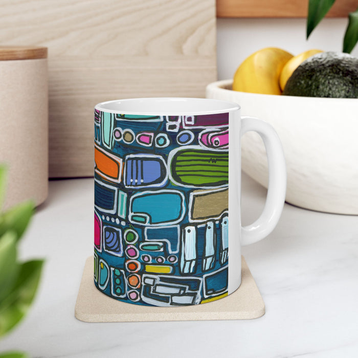 Abstract Color Block Mug — Modern Geometric Ceramic Coffee Cup (11oz/15oz)