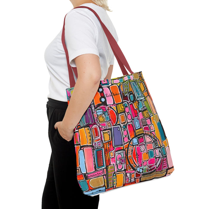Pink Pony Club Colorful Abstract Tote Bag, Art-Inspired Shopping Bag, Eco-Friendly Carry All, Gift for Art Lovers, Beach Bag, Everyday Use