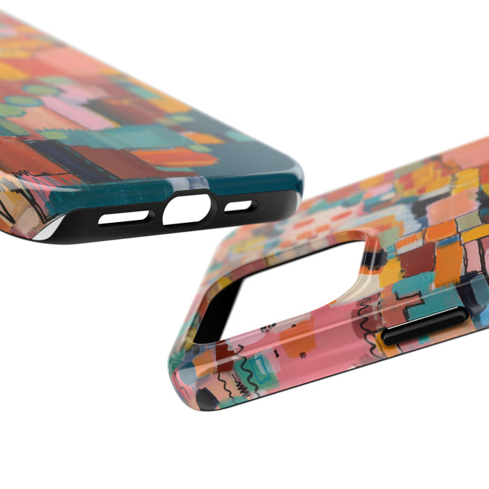 Abstract Color Block Tough Phone Case — Vibrant Geometric Art iPhone Cover