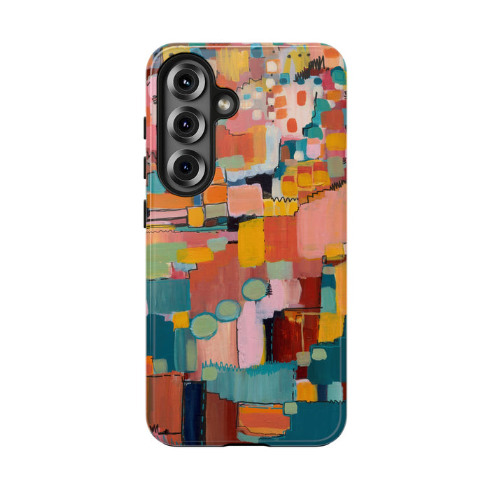 Abstract Color Block Tough Phone Case — Vibrant Geometric Art iPhone Cover