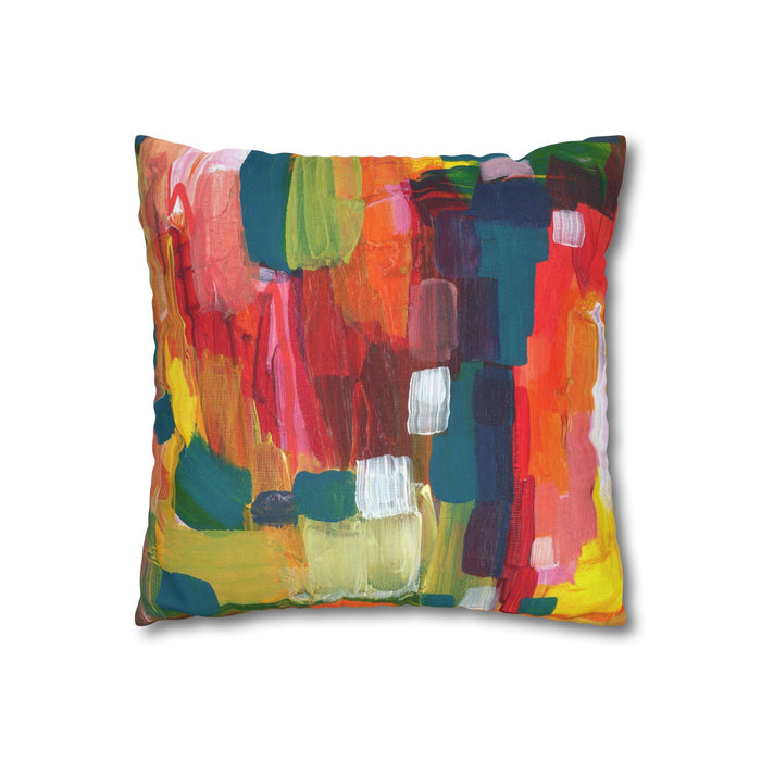 "Over The Rainbow"-Abstract Color Block Pillowcase — Vibrant Modern Decorative Throw Pillow Cover
