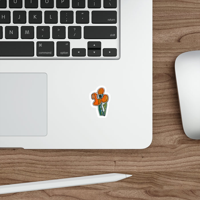 Retro Orange Flower Die-Cut Sticker – Vintage Floral Laptop Decal