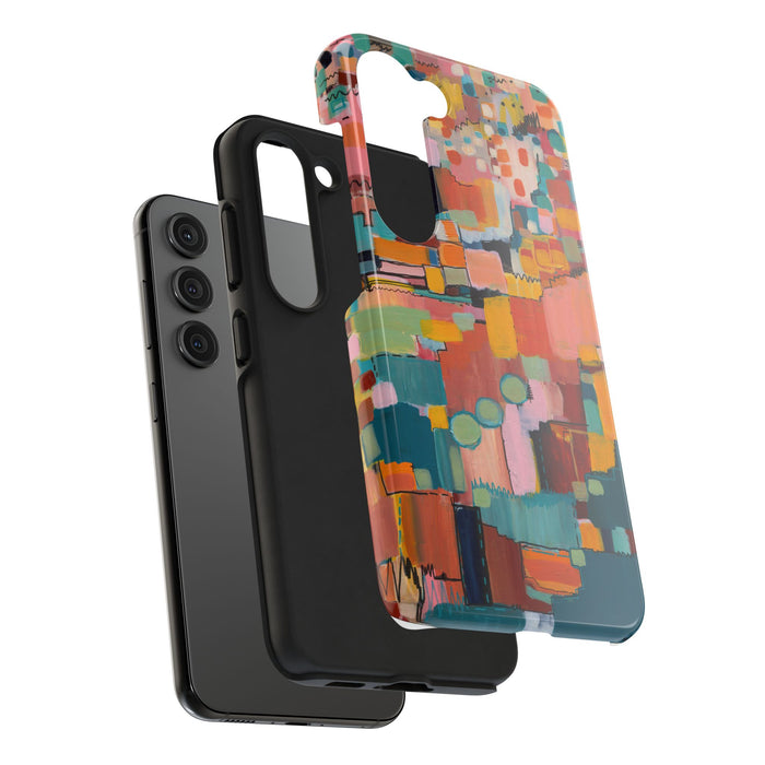 Abstract Color Block Tough Phone Case — Vibrant Geometric Art iPhone Cover