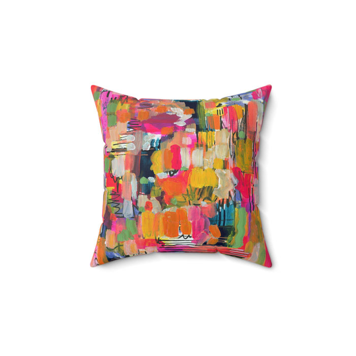 Color Burst Abstract Throw Pillow — Bright Modern Art Decorative Cushion