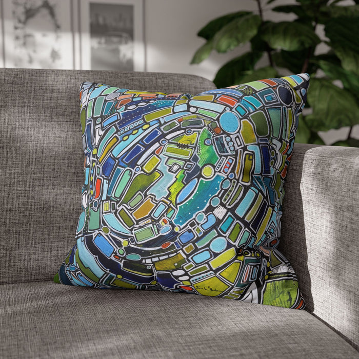 Green Vortex Throw Pillow Cases