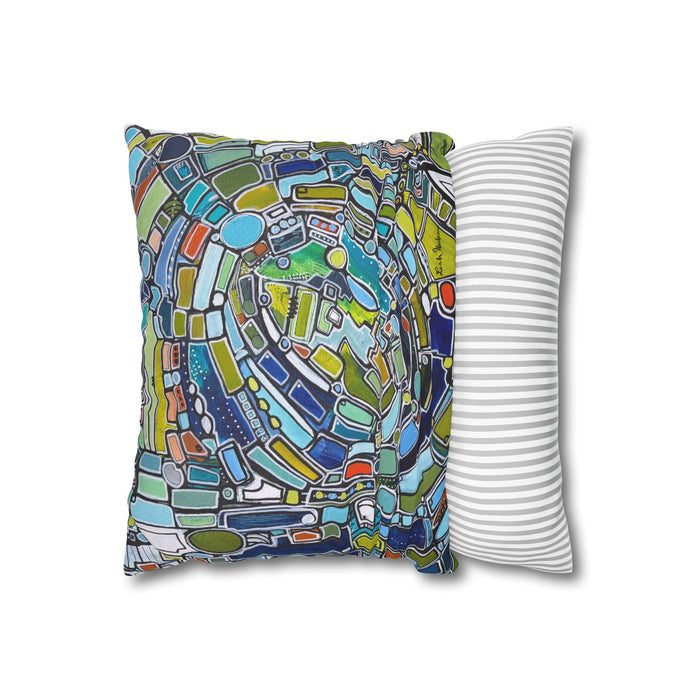 Green Vortex Throw Pillow Cases