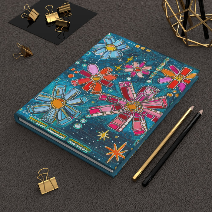 Floral Galaxy- Hardcover Journal- Mid Century Modern Space Floral Notebook