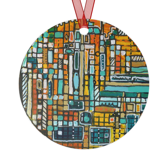 NYC Traffic Metal Ornament (Double Sided)