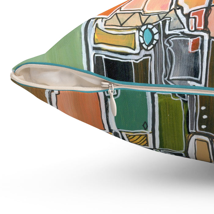 Abstract Orange Geometric  Mid Century Modern Throw Pillow