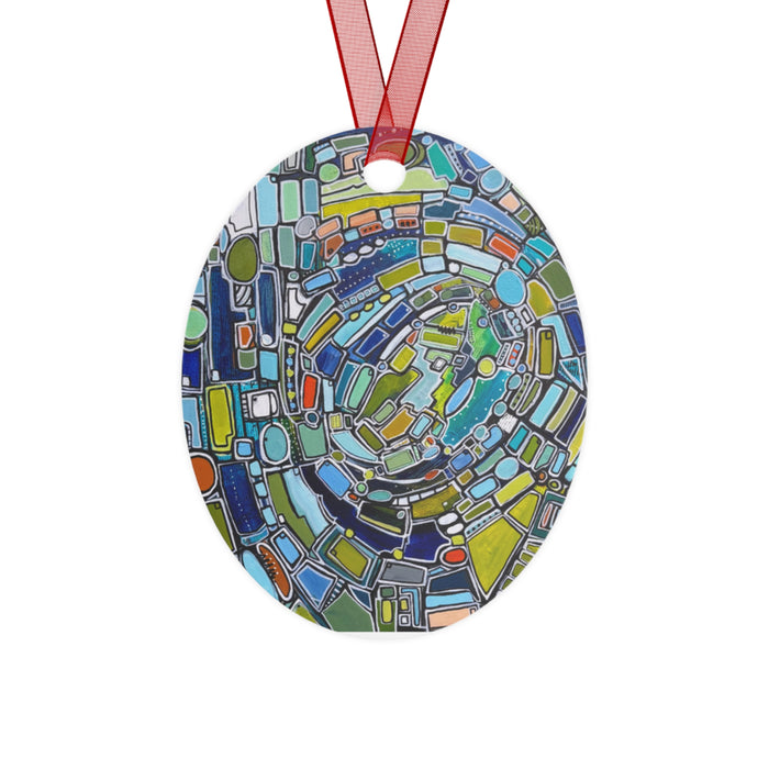 "Green Vortex" Metal Ornament