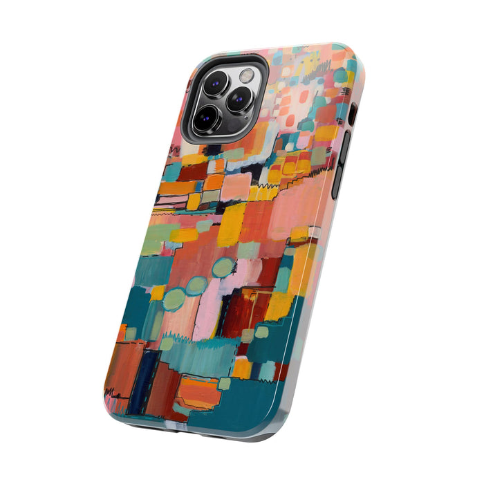 Abstract Color Block Tough Phone Case — Vibrant Geometric Art iPhone Cover