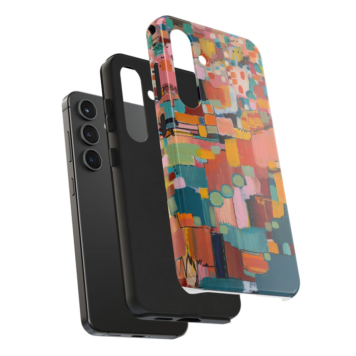 Abstract Color Block Tough Phone Case — Vibrant Geometric Art iPhone Cover