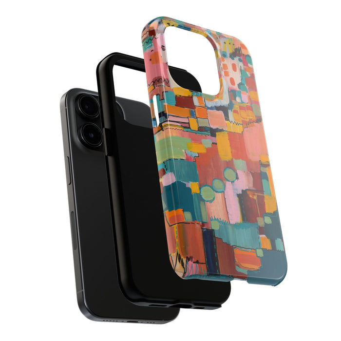 Abstract Color Block Tough Phone Case — Vibrant Geometric Art iPhone Cover