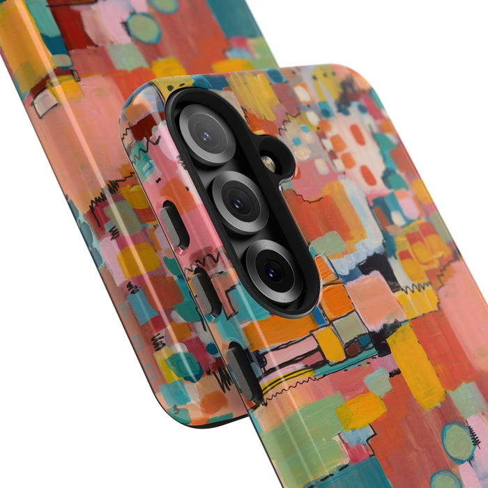 Abstract Color Block Tough Phone Case — Vibrant Geometric Art iPhone Cover