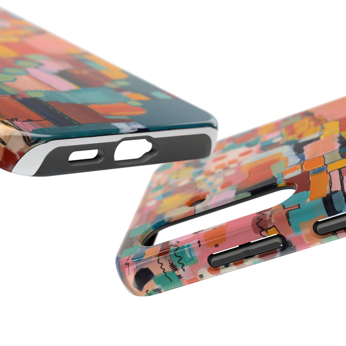 Abstract Color Block Tough Phone Case — Vibrant Geometric Art iPhone Cover