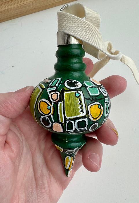 Green, Teal and Yellow Ceramic Ornament