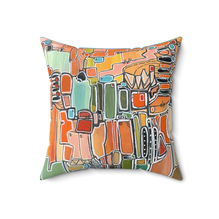Abstract Orange Geometric  Mid Century Modern Throw Pillow