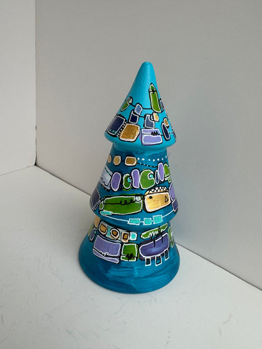 Blue, Green and Gold Hand-Painted Ceramic Tree