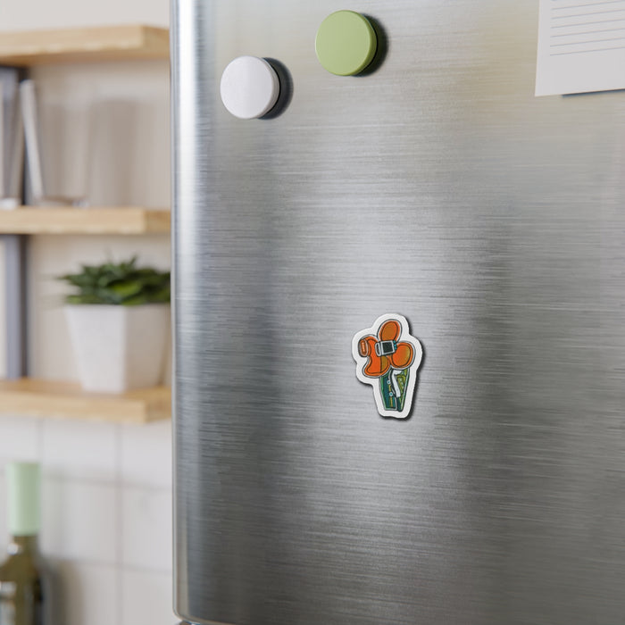 Orange Flower Clip Die-Cut Magnet – Floral Refrigerator Sticker