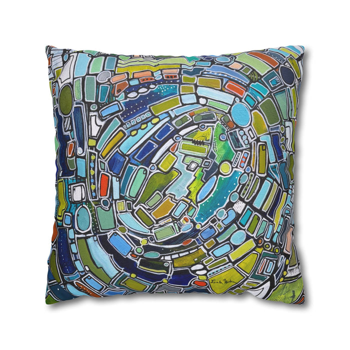Green Vortex Throw Pillow Cases