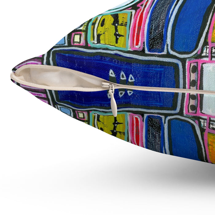 Colorful Mosaic Abstract Decorative Pillow - Geometric Art Square Pillow