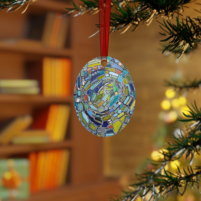 "Green Vortex" Metal Ornament