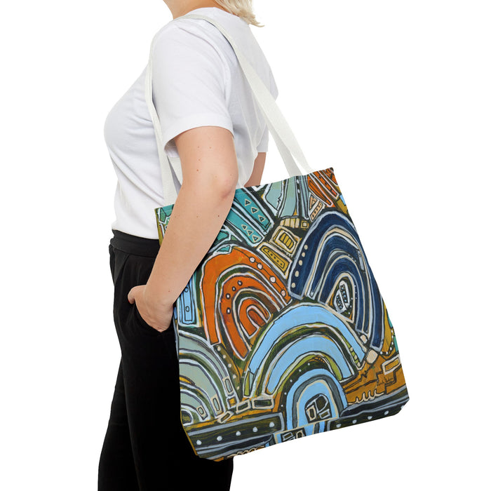 "Tsunami Mid Mod" Tote Bag|  Abstract Colorful Arches Tote Bag | Geometric Pattern, Boho Art Print