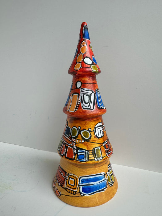 Mid Century Modern Atomic Hand-Painted Ceramic Tree