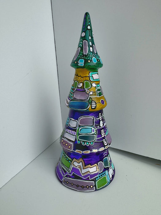 Purple, Green and Gold Hand Painted Ceramic Tree