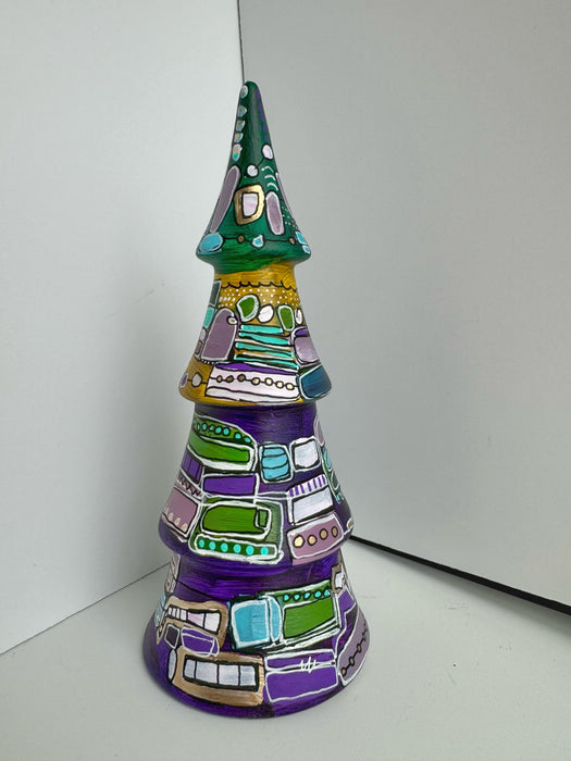 Purple, Green and Gold Hand Painted Ceramic Tree