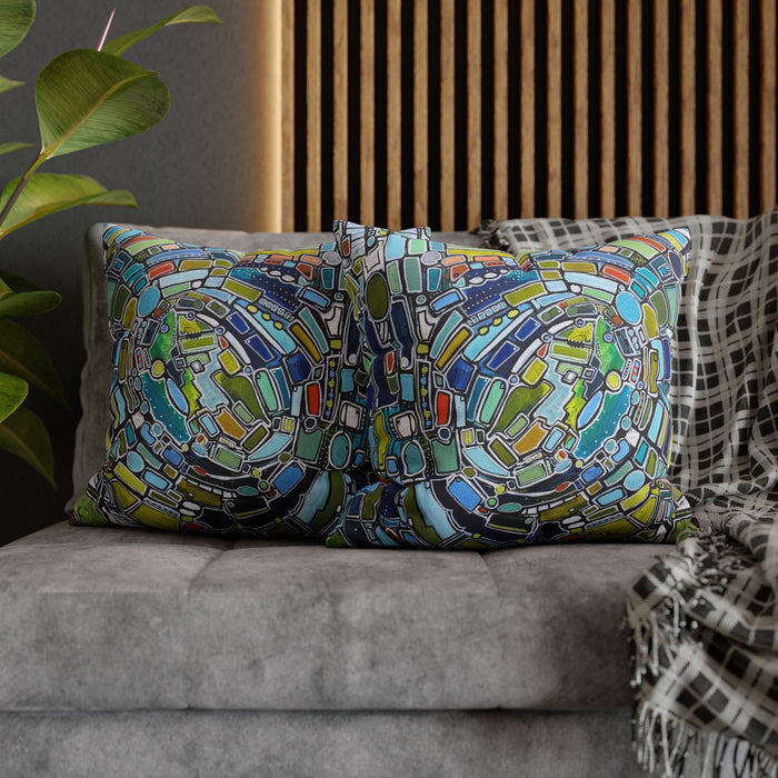 Green Vortex Throw Pillow Cases