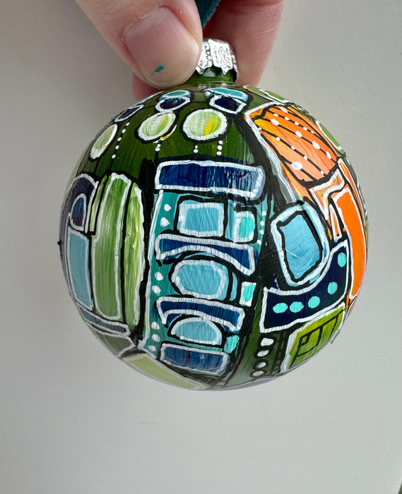 Green, orange and Blue Plastic Ornament