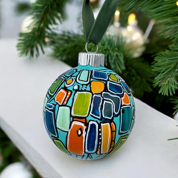 "Retro Futurism" Glass Ornament