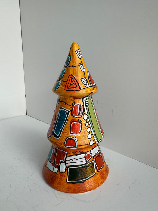 Orange Geometric Shape Hand-Painted Ceramic Tree