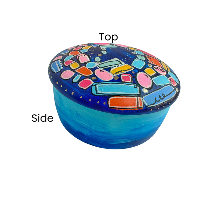 Blue Memory Vessel- Original Hand Painted Ceramic